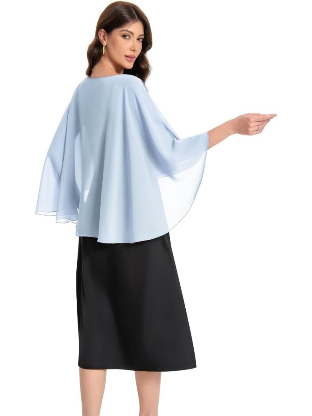Elegant Chiffon Capelet Shawl for Evening Dresses | Soft Bridesmaid Wraps - Picture 4 of 5